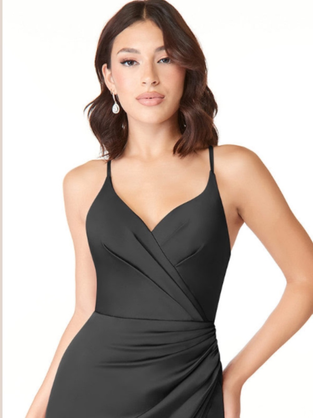 Azazie Black Satin Stretch Bridesmaid Dress